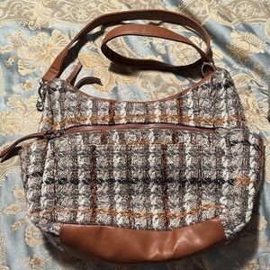 Rosetti Plaid Brown and Tan Shoulder Bag